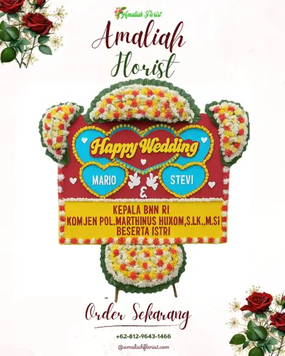 Karangan Papan Bunga Pernikahan di Wiroborang